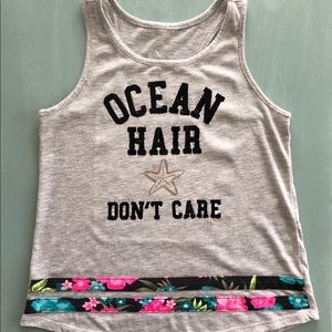 Justice size 14 gray tank floral w/ sequins